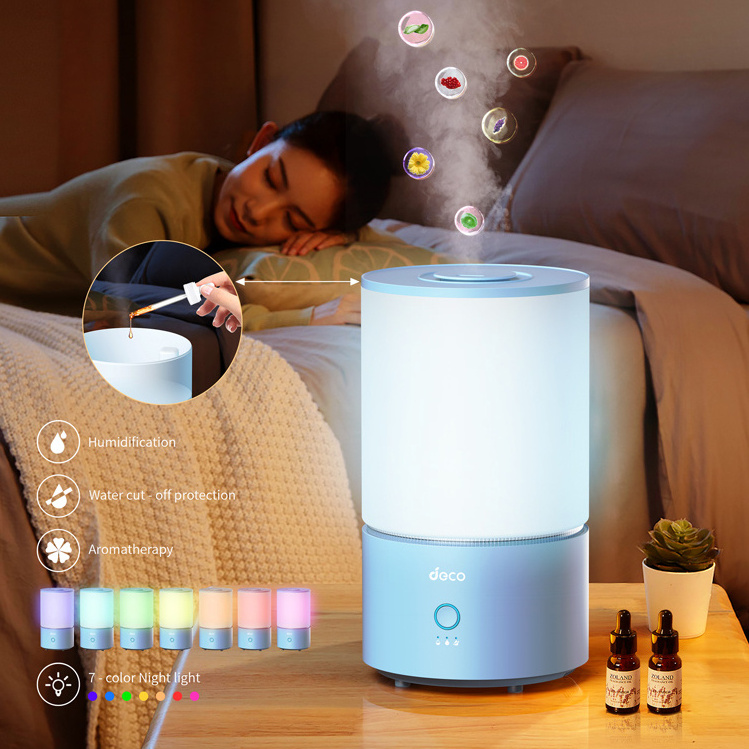 3L Top Filling ultrasonic cool mist humidifier press control air led light humidifier with Aroma Function