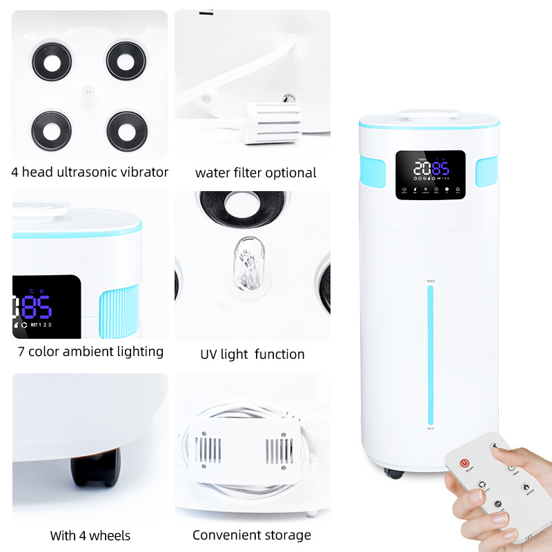 Top fill WIFI smart 20L large ultrasonic uv essentia with cool warm  mist for office house hotel big air industrial humidifier