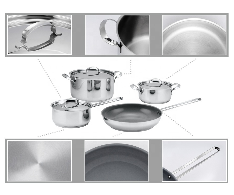 AAA kitchenware non stick ceramic coating fry pan triply kitchen utensils pots set nonstick stainless steel cookware set