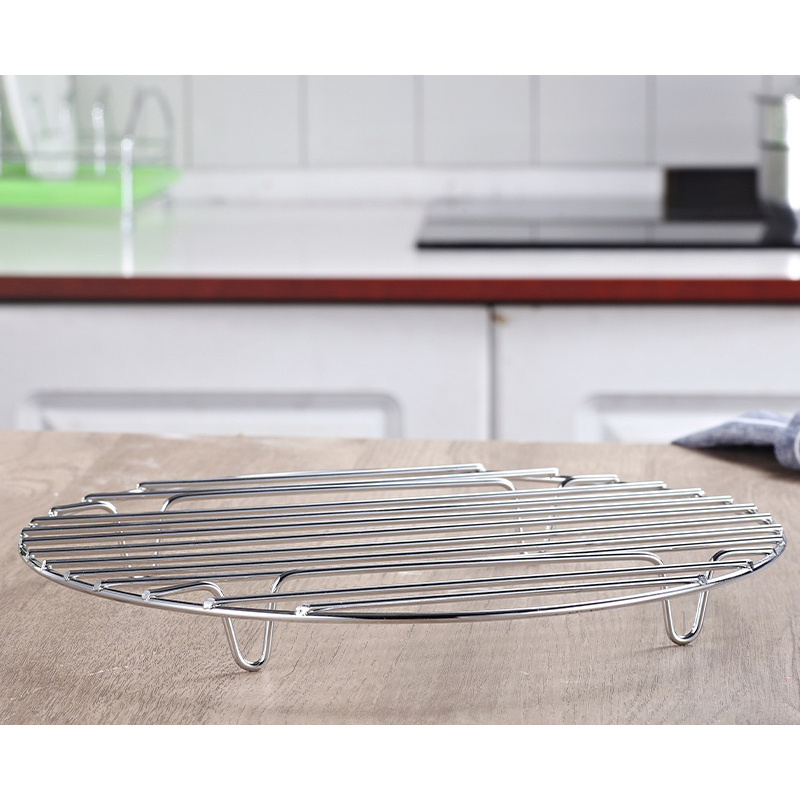 Kitchen flat wire rack small steaming stand steamed dish round metal wire cooling rack for baking round cooking rack