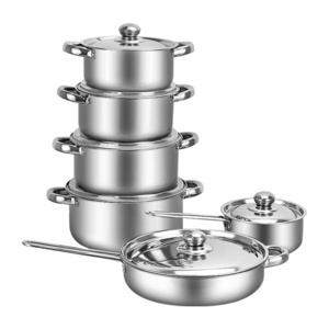 410 stainless steel casserole kitchenware pots cooking ware set 12pcs juego de ollas kitchen pot and pan set with ss lid