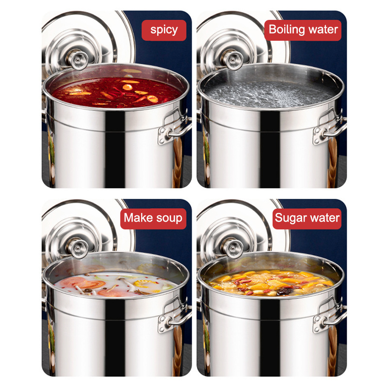 Commercial multiple size customization kitchen cooking pots cookware 201 304 stainless steel stock stockpot with lid