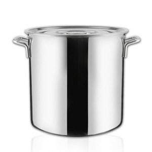 Commercial multiple size customization kitchen cooking pots cookware 201 304 stainless steel stock stockpot with lid