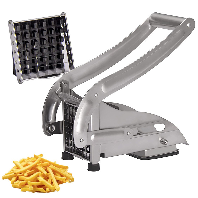 Hot selling kitchen tools 2-blade vegetable chips slicer cut machine fries metal stainless steel potato french fry cutter