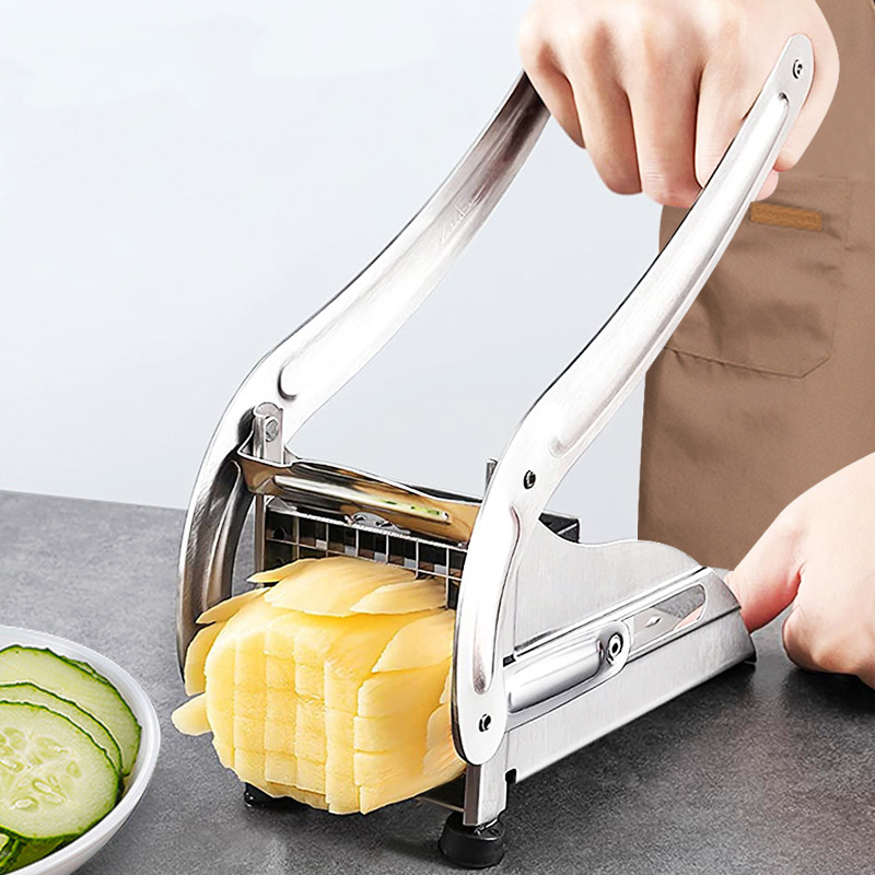 Hot selling kitchen tools 2-blade vegetable chips slicer cut machine fries metal stainless steel potato french fry cutter