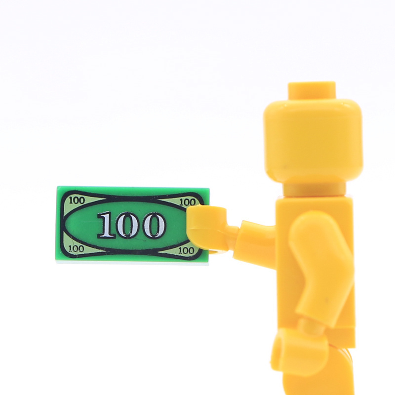 $100 BILLS 1x2 green printed tiles dollar Money Printed Plate Figure Accessories City MOC Bricks Building Blocks Toys