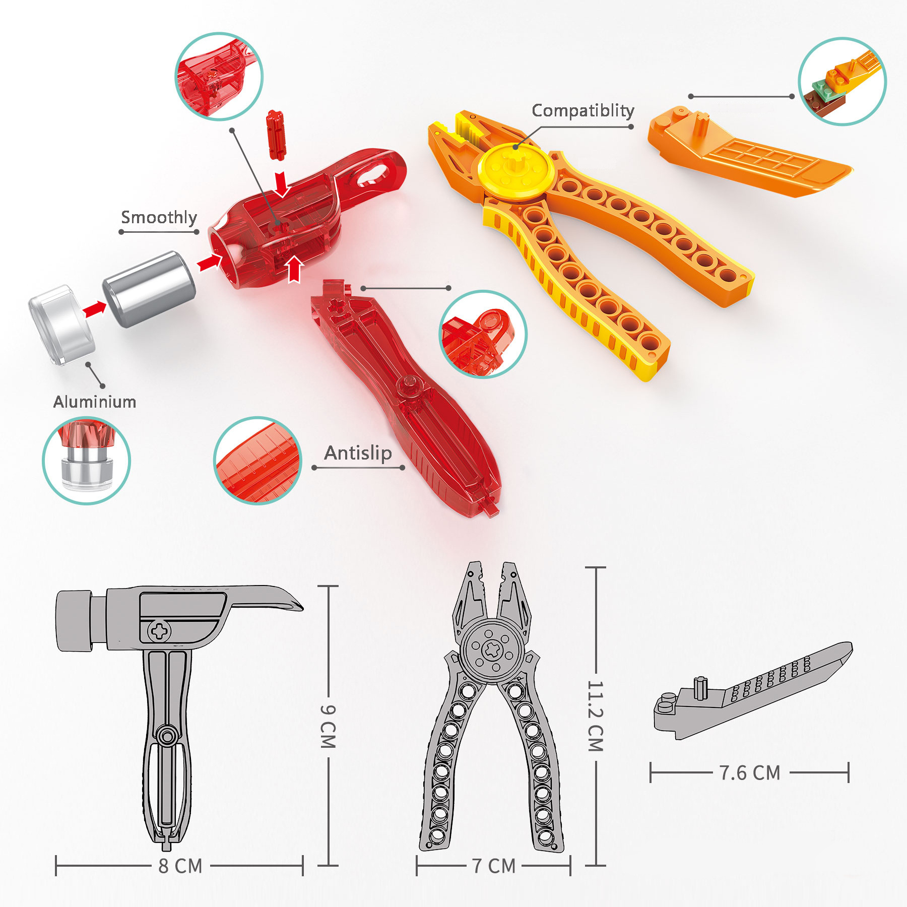 Building Block Tool Kit Compatible with Major Brand  Blocks and Technic Brick Separator Hammer Block Pliers Construction Tools