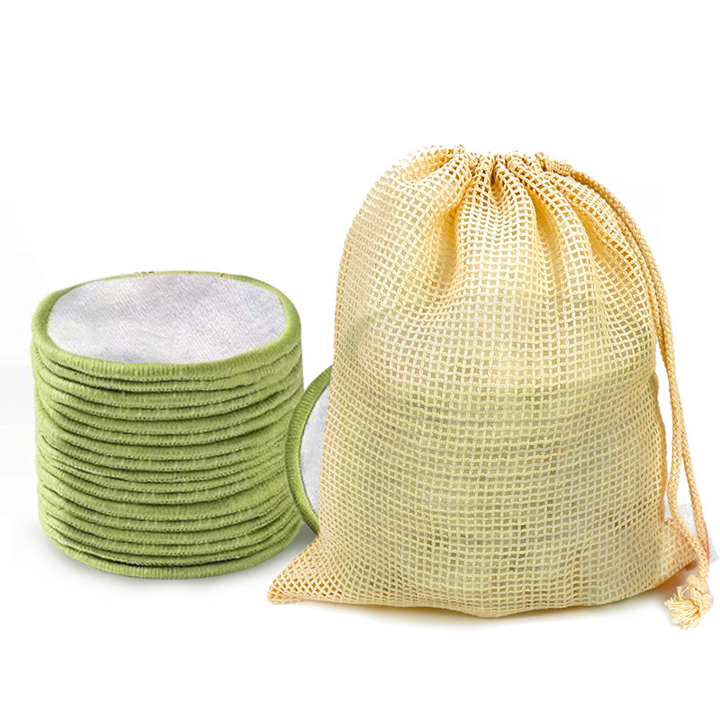 Custom logo organic eco friendly natural reusable produce drawstring cotton mesh net soap, makeup remover pads saver bags