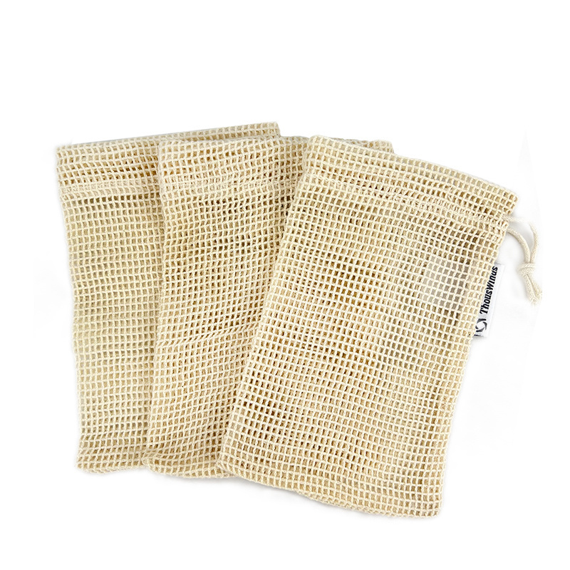 Eco friendly net drawstring cotton mesh product dust bag pouch for soap, makeup remover pads, bowl, bottle packaging