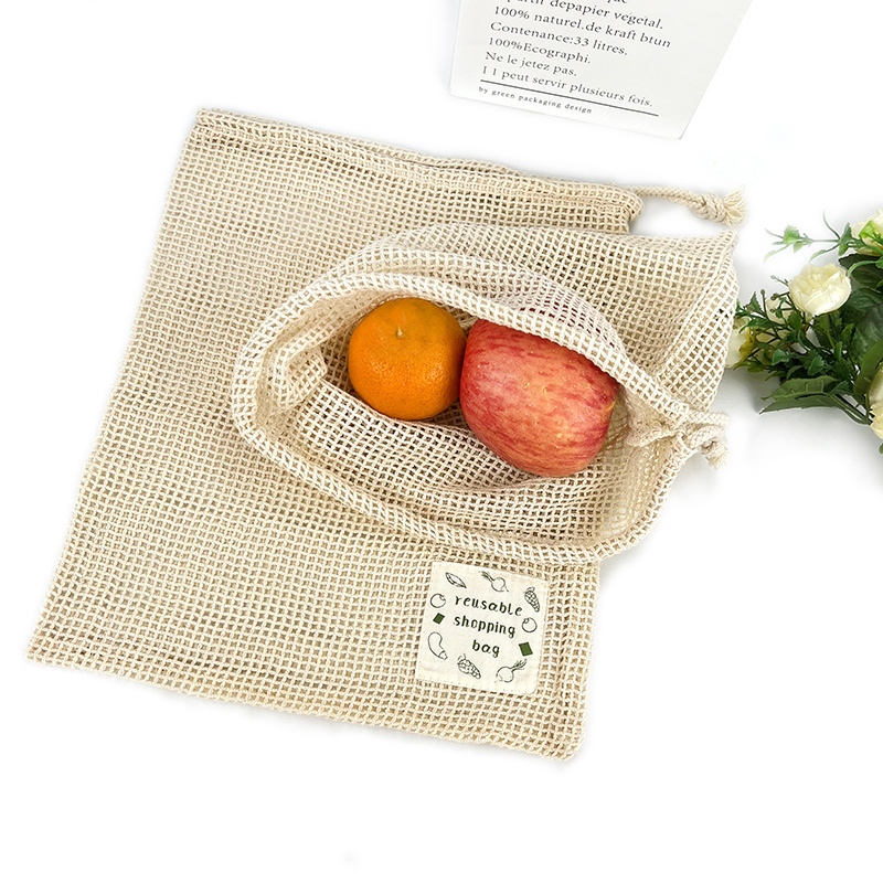 Custom logo organic eco friendly natural reusable produce drawstring cotton mesh net soap, makeup remover pads saver bags