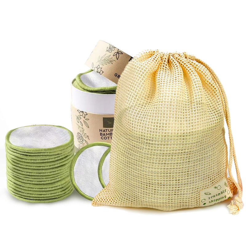 Custom logo organic eco friendly natural reusable produce drawstring cotton mesh net soap, makeup remover pads saver bags