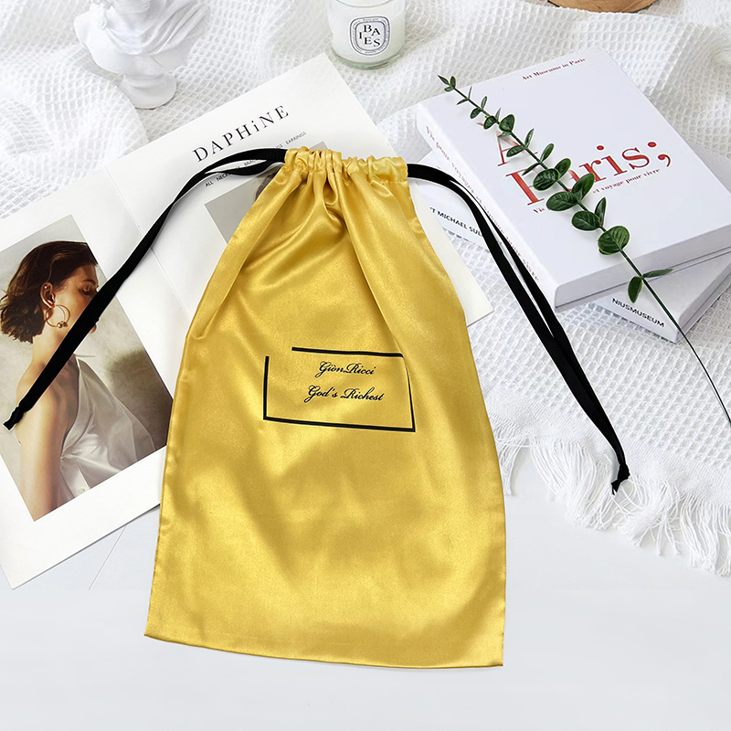 Satin Pouch with Silk Screen Printing Jewelry Gift Promo drawstring Bags  Custom Logo