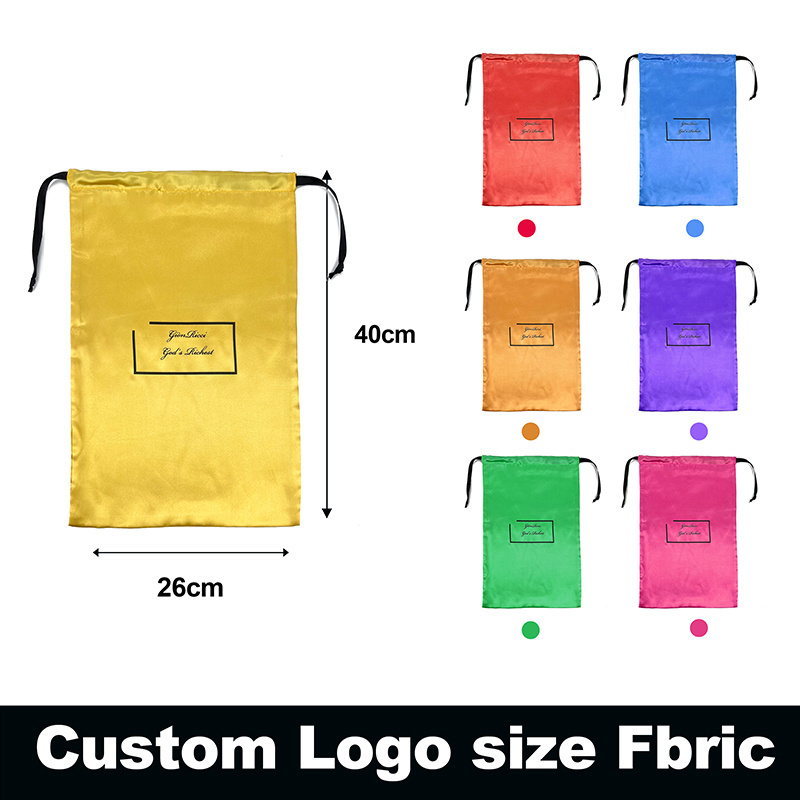 Satin Pouch with Silk Screen Printing Jewelry Gift Promo drawstring Bags  Custom Logo