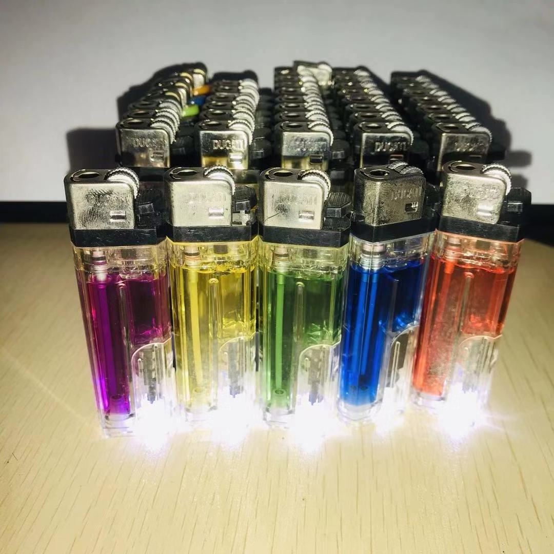 China  wholesale cheap refillable flint lighter with LED  torch lighter