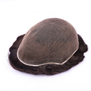 Wholesale Hand Tied Human Hair Prosthesis Full Swiss Lace Men Toupee