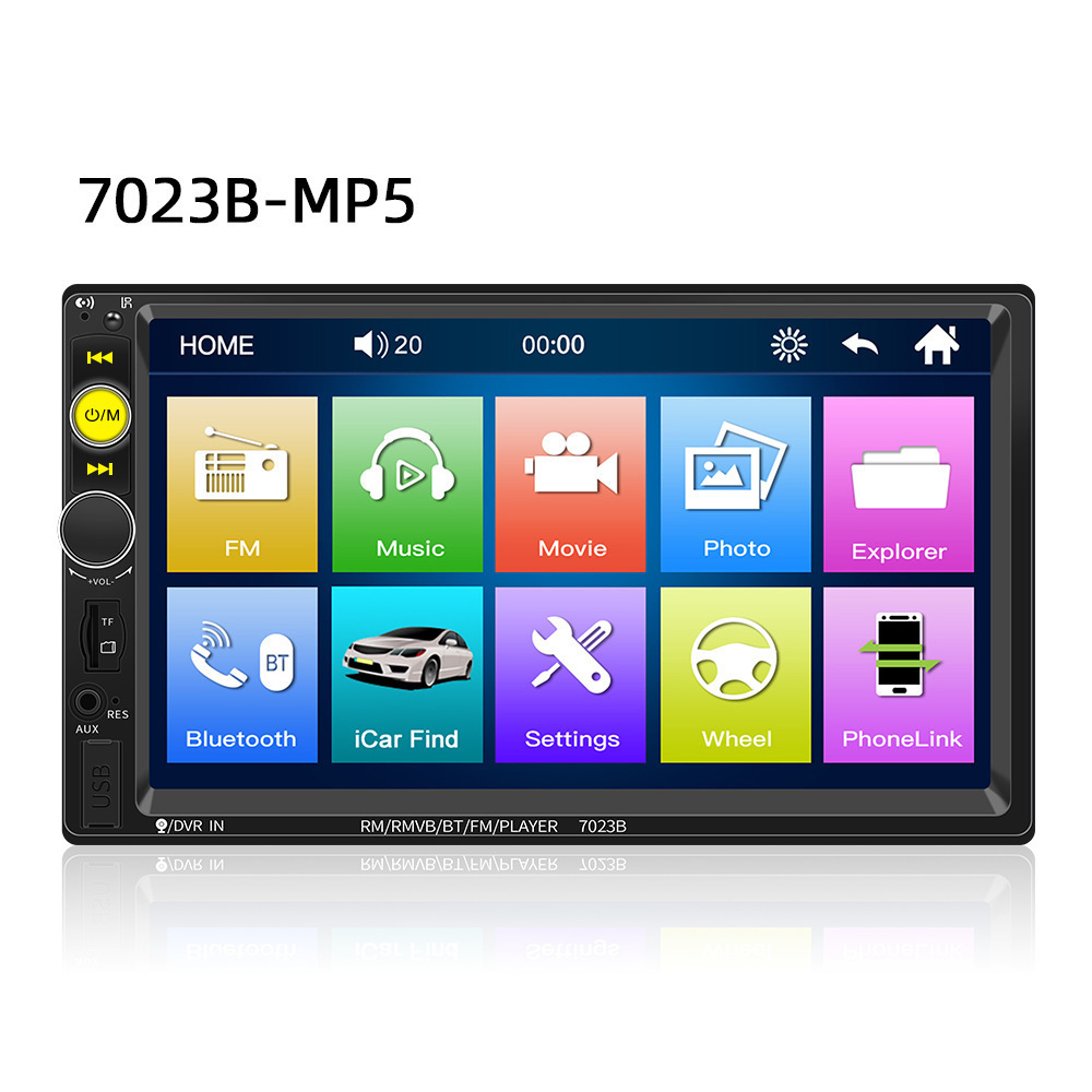 7-inch car MP4/MP5 player Bluetooth hands-free FM card insertion power amplifier radio reverse priority 7023b