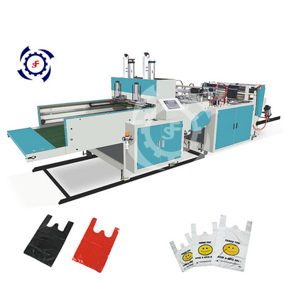 garbage bag making machine pe polynylon t-shirt black  shopping film plastic bags making machine t-shirt plastic bag