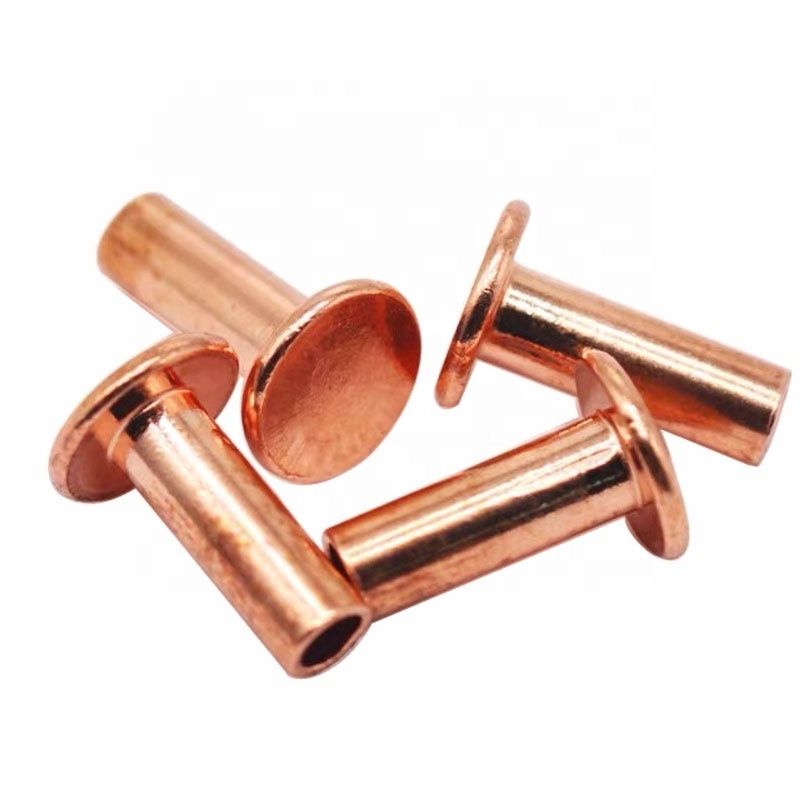 Brass/Copper DIN 7338 B Flat Head Rivets Half Hollow Semitubular Brake and Clutch Lining Rivets