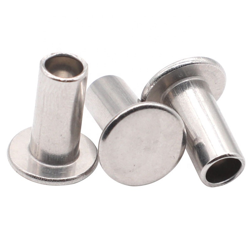 304 Stainless Steel 2 - 10mm DIN 7338 B Flat Head Semitubular Rivets For Brake And Clutch Linings