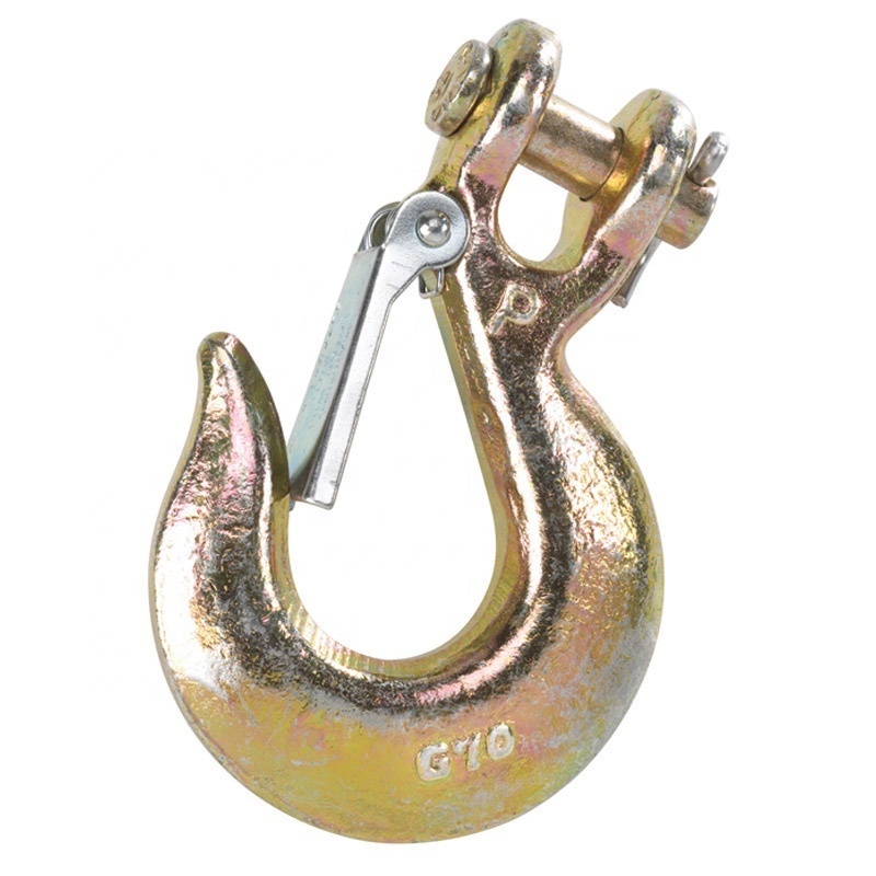 1/4 3/8 1/2 5/8 Grade 70 Steel Zinc Plated Clevis Ship Hooks With Safety Latch