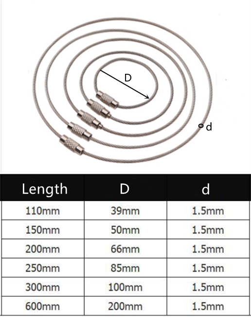 Stainless Steel Wire Rope Keychain Cable Key Rings