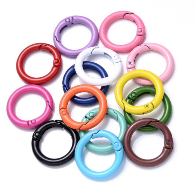 Color Zinc Alloy Spring Snap Hooks O Gate Ring Circle Clip Keychain Round Carabiner