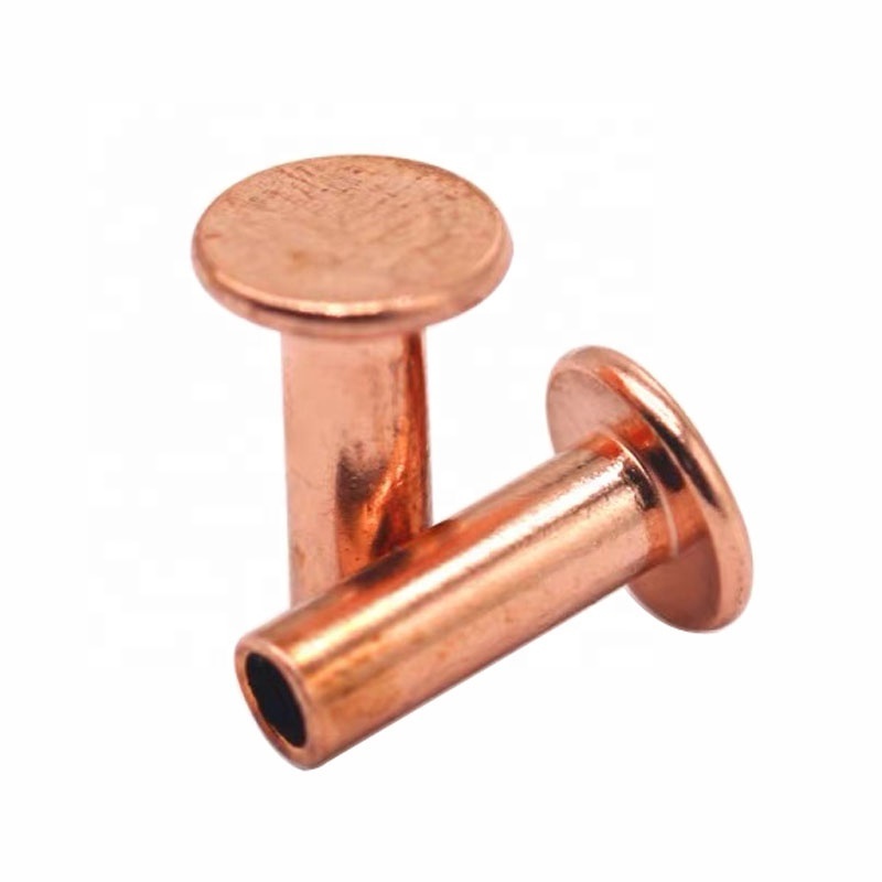 Brass/Copper DIN 7338 B Flat Head Rivets Half Hollow Semitubular Brake and Clutch Lining Rivets