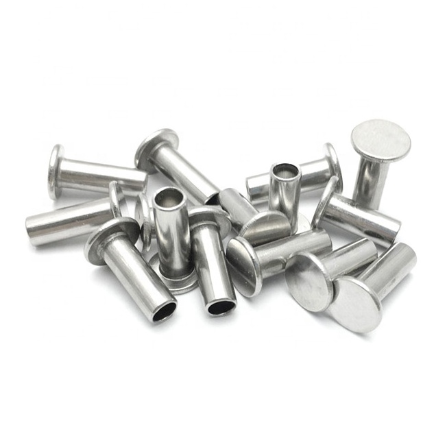 Galvanized Steel DIN 7338 B Flat Head Brake and Clutch Lining Rivets Half Hollow Semitubular Rivets