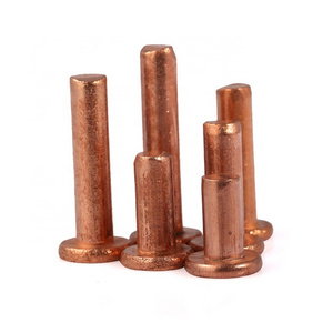 2 - 10mm Copper Flat Head Solid Rivets DIN 7338 A Brake And Clutch Lining Rivets