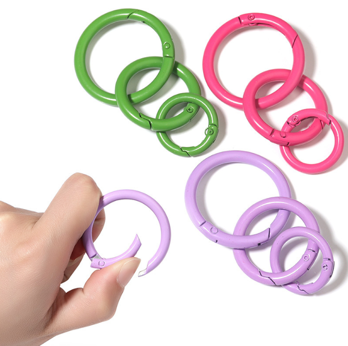 Color Zinc Alloy Spring Snap Hooks O Gate Ring Circle Clip Keychain Round Carabiner