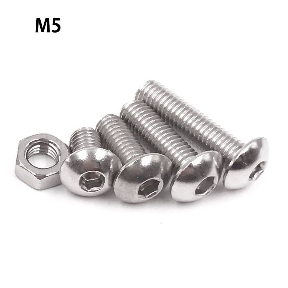 Machine Screw and Nut Kit 500 Pcs M3 M4 M5 Stainless Steel Button Head Hex Socket Head Cap Bolts