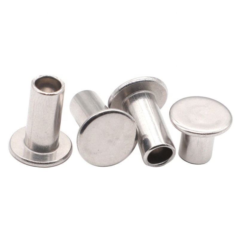 304 Stainless Steel 2 - 10mm DIN 7338 B Flat Head Semitubular Rivets For Brake And Clutch Linings