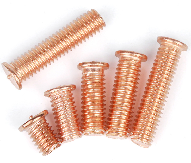 M3 M4 M5 M6 Brass Copper Plated Steel Full Threaded Spot Screws Weld Studs