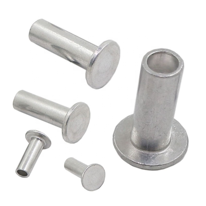 2 - 10mm DIN 7338 Type B Aluminum Flat Head Semi Tubular Rivets