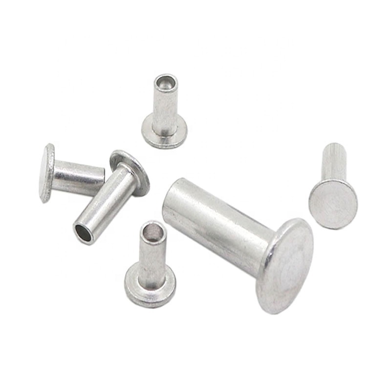 2 - 10mm DIN 7338 Type B Aluminum Flat Head Semi Tubular Rivets