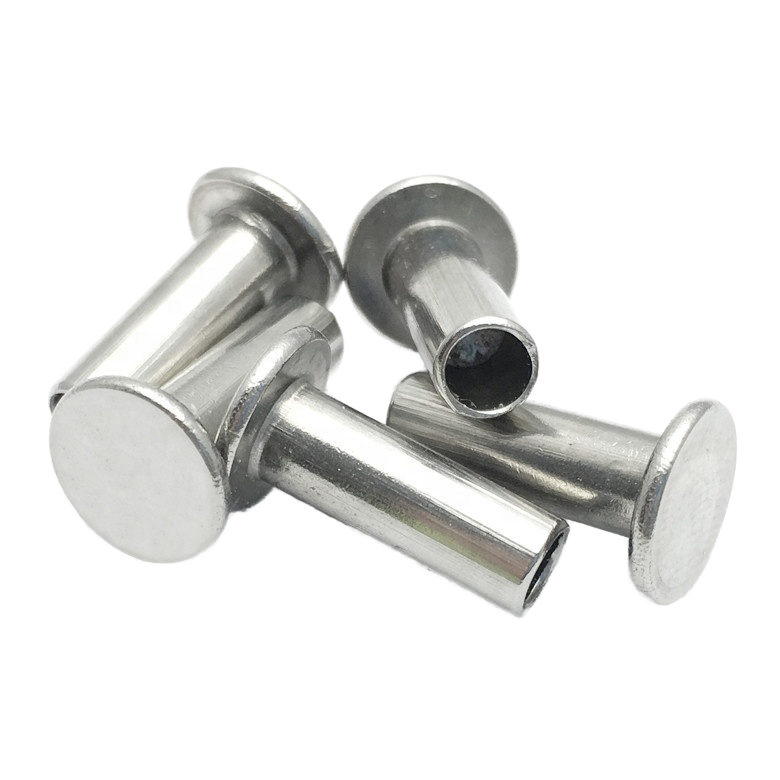 Galvanized Steel DIN 7338 B Flat Head Brake and Clutch Lining Rivets Half Hollow Semitubular Rivets