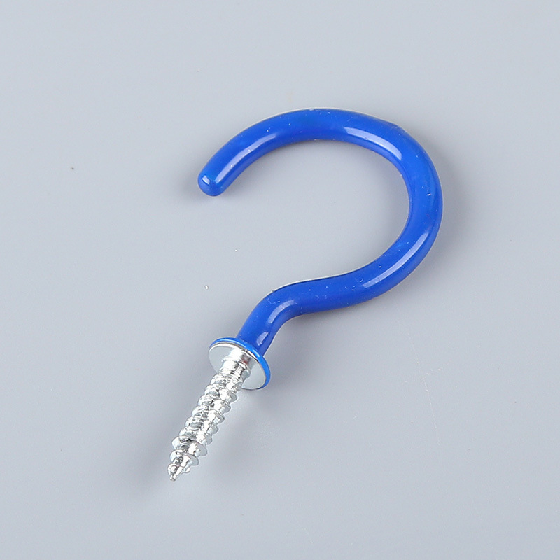 Colourful Open Eye Hook Screw 9-shaped Plastic Coated Shoulder Cup Hooks