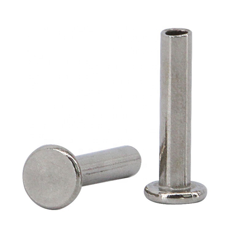 Galvanized Steel DIN 7338 B Flat Head Brake and Clutch Lining Rivets Half Hollow Semitubular Rivets