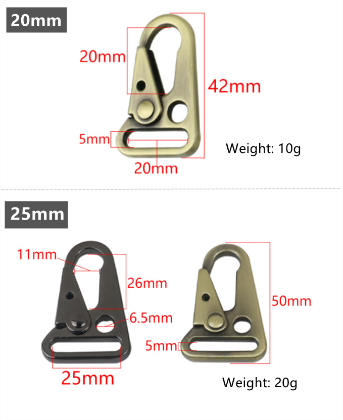 Zinc Alloy Olecranon Metal Hook Sling Clip Clasp Carabiner Snap Hook for Backpack Webbing Belt