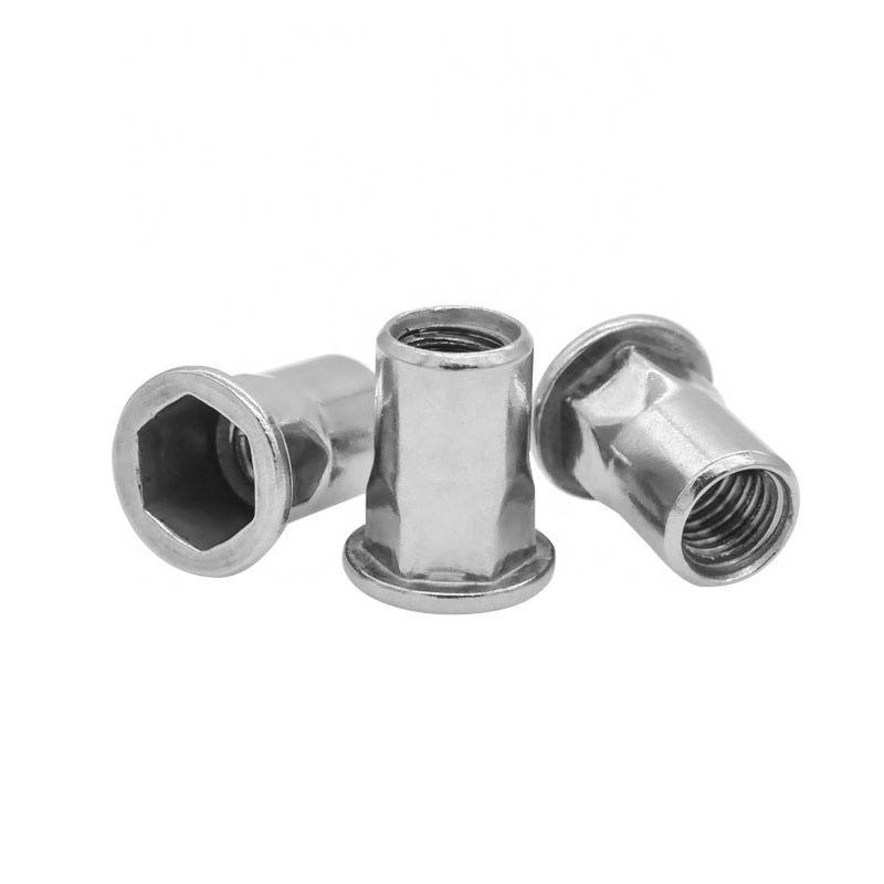 304 Stainless Steel M3 - M12 Flat Head Half Hex Body Rivet Nuts Revit Nuts