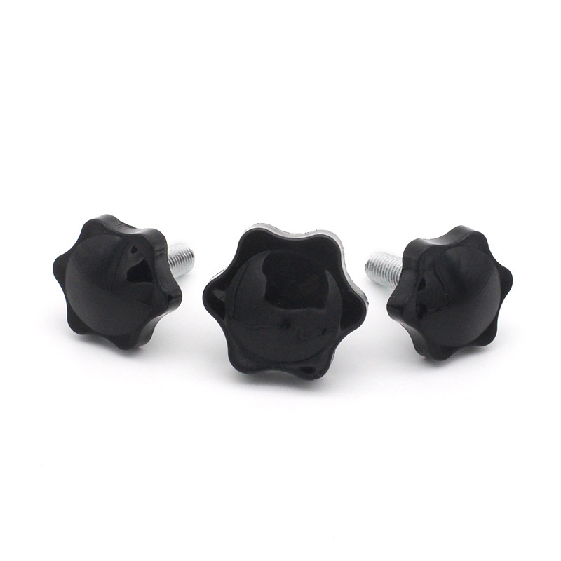 High Precision Black Thumbscrew Clamping Knob Bolt Plastic Head Star Knobs With Threaded Stud