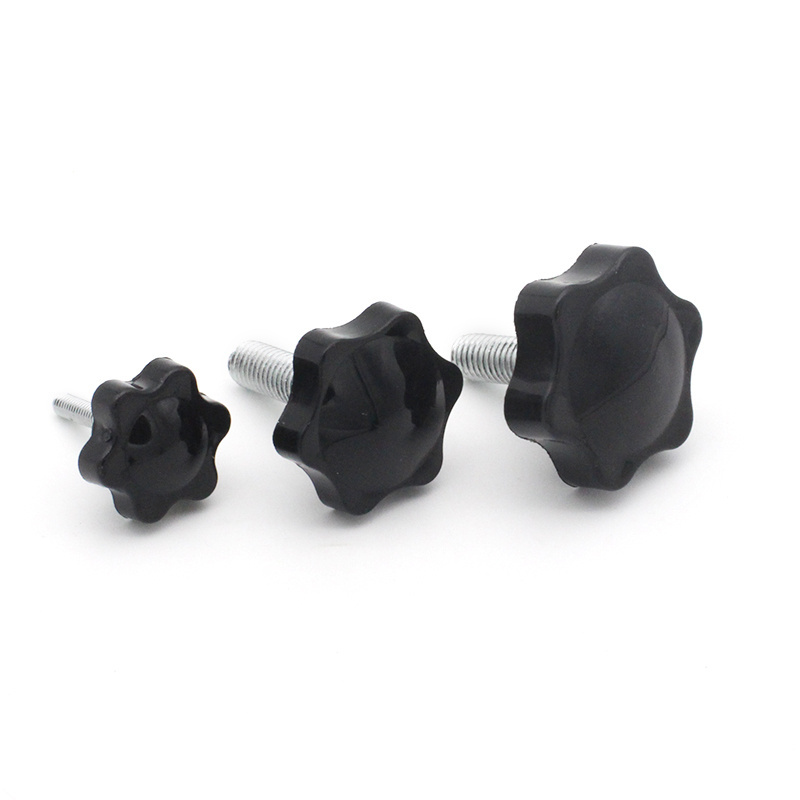 High Precision Black Thumbscrew Clamping Knob Bolt Plastic Head Star Knobs With Threaded Stud