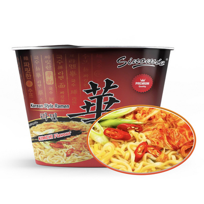 SINOMIE Brand HWA Ramen Spicy Kimchi Flavor Halal Korean Soup Jin Ramen Instant Bowl Noodles