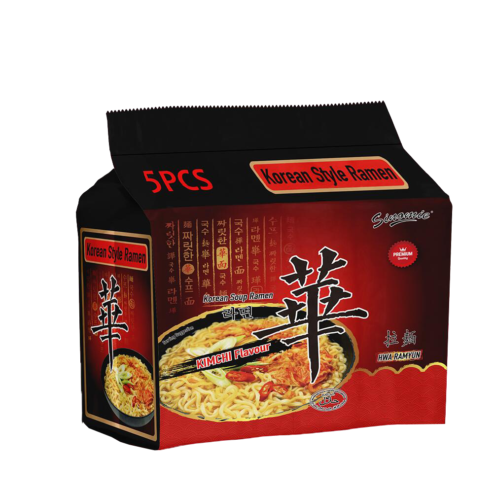 SINOMIE Brand HWA Ramen Spicy Kimchi Flavor Halal Korean Soup Jin Ramen Instant Bowl Noodles