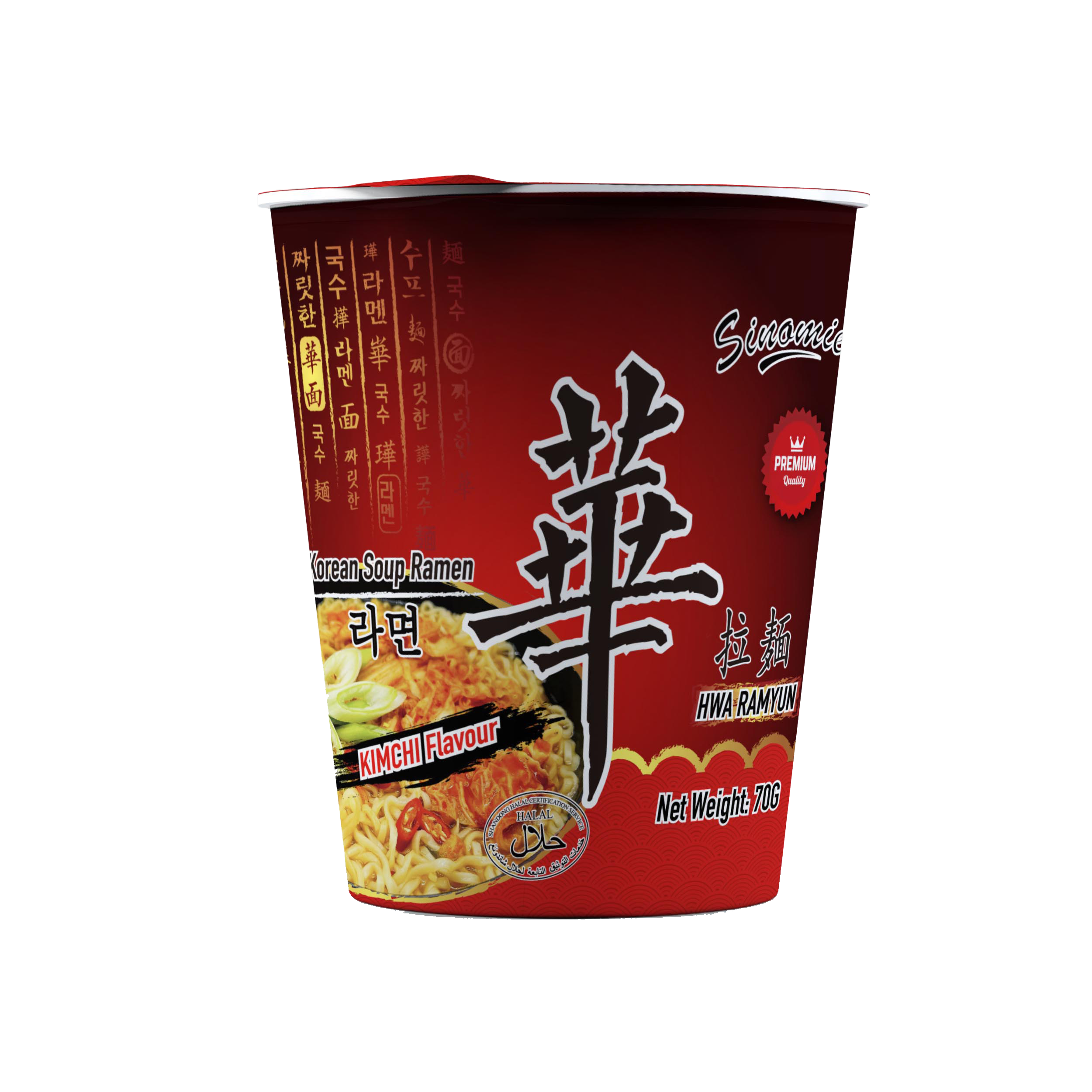 SINOMIE Brand HWA Ramen Spicy Kimchi Flavor Halal Korean Soup Jin Ramen Instant Bowl Noodles