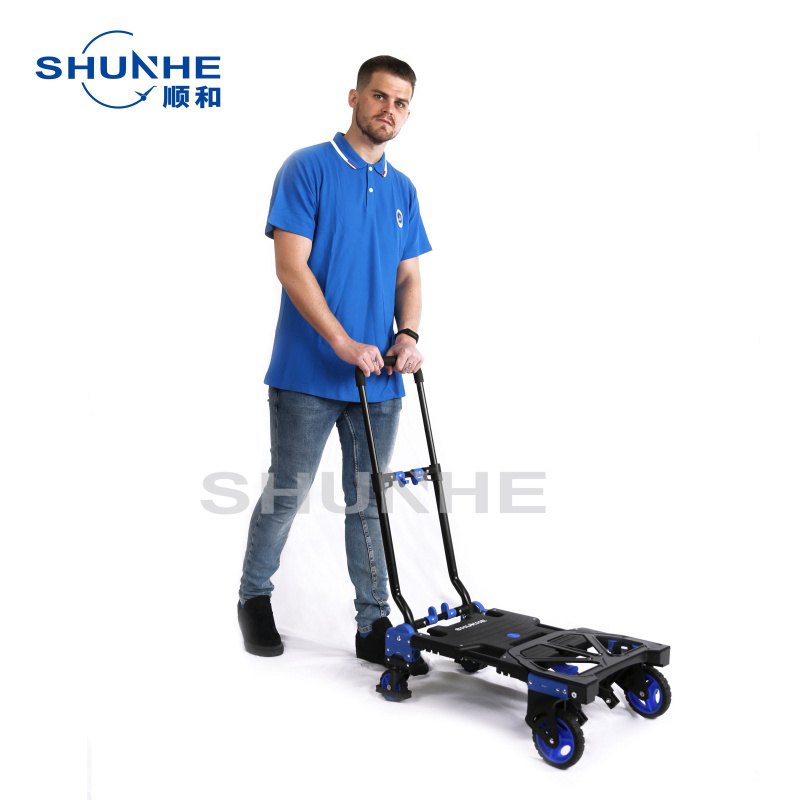 2 in 1 multi functional steel aluminum trolley 2 wheel 4 wheel trolley fold hand cart