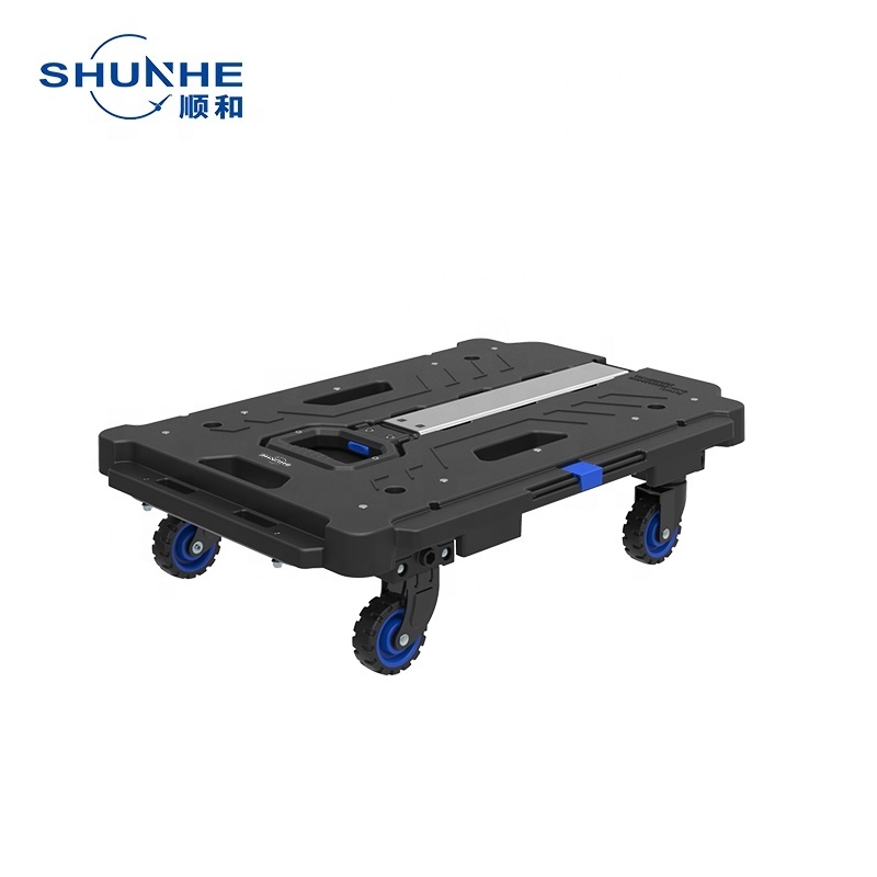 Multifunctional folding flatbed quient four-wheel hand cart hand trolley