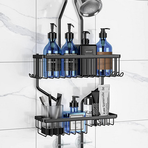 Metal Wire Hanging Shower Caddy,  for Shampoo, Conditioner, and Soap with Hooks