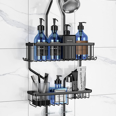 Metal Wire Hanging Shower Caddy,  for Shampoo, Conditioner, and Soap with Hooks