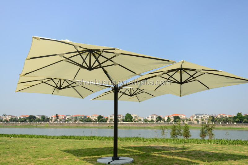 UV-resistant outdoor poolside hotel furniture 4 pcs parasol villa luxury 4 pcs side square Rome big umbrella